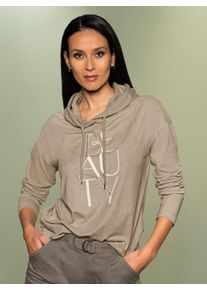 Heine Damen Kapuzenshirt "Kapuzen-Shirt", beige, Gr. 44, unifarben, 95% Baumwolle, 5% Elasthan, Vorderteil:5% Elasthan, 95% Polyester, Shirts