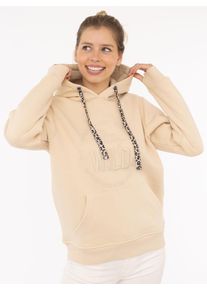 Zwillingsherz Damen Hoodie ""Nelina"", beige, modisch, Gr. M, unifarben, bedruckt, Sweatware, Obermaterial: 50% Baumwolle, 50% Polyester,