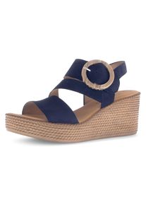 Gabor Damen Keilsandalette, Gr. 37, blau, Ziegenveloursleder, unifarben, feminin, Schuhe, Sommerschuh, Riemchensandale mit Best Fitting-Ausstattung