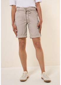 Cecil Damen Shorts, beige, casual, Gr. 32, unifarben, Web, Obermaterial: 98% Baumwolle, 2% Elasthan; Band: 100% Polyester, Hosen, Middle Waist