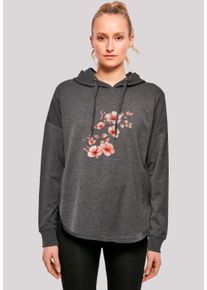 F4NT4STIC Damen Kapuzenpullover "Rosa Blumenzweig 3D", grau, casual, Gr. M, Obermaterial: 100% Baumwolle, Pullover, Premium Qualität