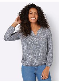 Inspirationen Damen Langarmshirt "Druck-Shirt", blau, Gr. 36, gemustert, mehrfarbig, bedruckt, 50% Baumwolle, 50% Modal, Shirts