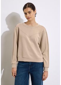 Damen Langarmshirtclove beige, casual, Gr. 40, STREET ONE STUDIO, bedruckt, Stoff, 46% Modal, 46% Polyester, 8% Elasthan, Shirts, mit