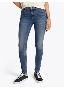 Tommy Jeans Damen Skinny-fit-Jeans "NORA MR SKNY", blau, casual, Gr. 27, unifarben, Denim/Jeans, Obermaterial: 98% Baumwolle, 2% Elasthan, Jeans, mit
