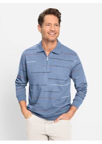 Marco Donati Herren Langarm-Poloshirt "Sweatshirt", blau, Gr. 44, gemustert, gestreift, meliert, mehrfarbig, 100% Baumwolle, Shirts
