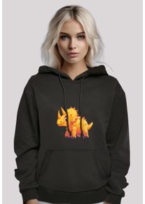 F4NT4STIC Damen Kapuzenpullover "Süßer Triceratops Dinosaurier", schwarz, casual, Gr. S, Obermaterial: 65% Baumwolle, 35% Polyester, Pullover,