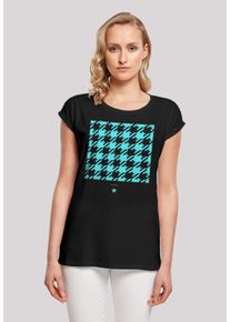 F4NT4STIC Damen T-Shirt "Hahnentritt Karo blau", schwarz, casual, Gr. S, Obermaterial: 100% Baumwolle, Shirts, Print