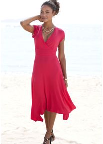 Beach Time BEACHTIME Damen Sommerkleid, rot, feminin, Gr. 40, unifarben, Jersey, Obermaterial: 95% Viskose, 5% Elasthan, Kleider, mit Zipfelsaum und Schleife,