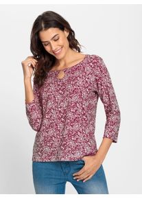 Inspirationen Damen 3/4-Arm-Shirt "Shirt", rot, Gr. 38, gemustert, mehrfarbig, 50% Baumwolle, 50% Modal, Shirts
