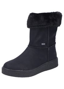 Rieker Damen Winterboots, Gr. 42, schwarz, Lederimitat, Textil, unifarben, klassisch, Schuhe, Stiefelette, Plateausohle, mit wasserabweisender