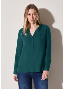 Cecil Damen Langarmbluse, grün, casual, Gr. XL, unifarben, Stoff, 100% Viskose, Blusen, mit dekorativer Knopfleiste