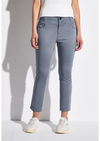 Street One Damen 7/8-Hosevelvet sky blau, casual, Gr. 46, unifarben mit Farbeinsatz, Web, 97% Baumwolle, 3% Elasthan, Hosen, 4-Pocket Style