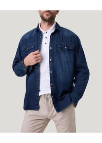 Herren Jeanshemdindigo washed, casual, Gr. M, Pioneer Authentic Jeans, unifarben, Denim/Jeans, Obermaterial: 100% Baumwolle, Hemden, mit