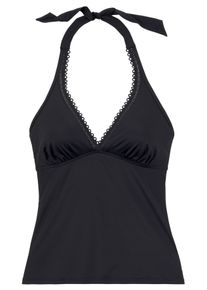 s.Oliver Damen Bügel-Tankini-Top "Aiko", schwarz, Gr. 44, unifarben, Microfaser, Polyamid, Microfaser, Bikini-Oberteile, mit Häkeloptik