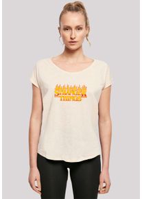 F4NT4STIC Damen T-Shirt "Stranger Things Fire Logo Women Netflix TV Series", weiß, casual, Gr. L, Obermaterial: 100% Baumwolle, Shirts, Premium
