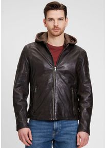 Mauritius Herren Lederjacke "Rylo LAKEV", braun, modisch, Gr. S, unifarben, kontrastfarbene Details, Obermaterial: 100% Schafsleder. Futter: 100%