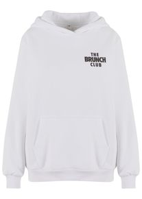 MISS TEE Damen Kapuzenpullover "Miss Tee The Brunch Club Ladies Fluffy Hoody", weiß, casual, Gr. S, mehrfarbig, 70% Baumwolle, 30% Polyester, Pullover
