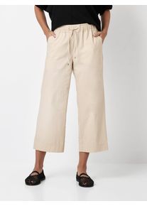 Toni Damen Schlupfhose "Pia Wide Leg 3/4", beige, casual, Gr. 38, unifarben, Web, Obermaterial: 74% Baumwolle, 23% Polyester, 3% Elasthan, Hosen, in