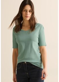 Cecil Damen T-Shirtmatcha grün, Basic, Gr. S, unifarben, Web, 100% Baumwolle, Shirts, aus reiner Baumwolle
