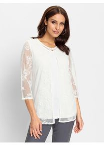Lady Damen 2-in-1-Shirt "2-in-1-Shirt", beige, Gr. 40, unifarben, 100% Polyester, Top:5% Elasthan, 95% Viskose, Shirts