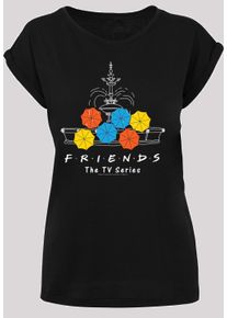 F4NT4STIC Herren Kurzarmshirt "F4NT4STIC Damen Friends -BLK with Ladies Extended Shoulder Tee", schwarz, casual, Gr. L, unifarben, 100% Baumwolle,