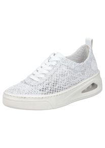 Rieker Damen Plateausneaker, Gr. 40, weiß, Textil, casual, Schuhe, Schnürschuh, Halbschuh in sommerlicher Makramee-Optik