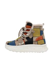 DOGO Damen Schnürstiefelette "Snowie Piet-Mondrian Damen Boots / Female", Gr. 40, beige, Textil, Schuhe, Vegan