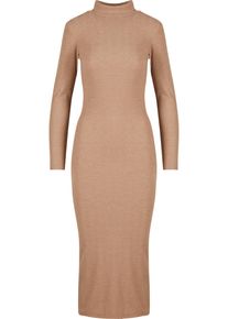 Urban Classics Damen Shirtkleid "Urban Classics Ladies Rib Longlseeve Mockneck Dress", beige, klassisch, Gr. XS, unifarben, 80% Polyester, 20%