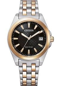 Citizen Damen Solaruhr, rosa, Armbanduhren, Armbanduhr, Damenuhr, Edelstahlarmband, bis 10 bar wasserdicht, Datum