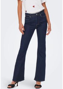 Only Damen Bootcut-Jeans "ONLWAUW LIFE HW FLARED RINSE DNM", blau, casual, Gr. L, Abriebeffekte, Denim/Jeans, Obermaterial: 64% Baumwolle, 31%