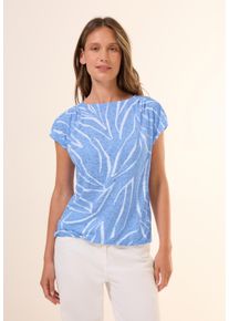 Cecil Damen T-Shirtdeep pastel blau, casual, Gr. XL, bedruckt, Stoff, 65% Polyester, 35% Viskose, Shirts, mit U-Boot-Ausschnitt