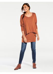 Heine Damen Rundhalsshirt "Rundhals-Shirt", orange, Gr. 46, unifarben, 95% Viskose, 5% Elasthan, Shirts