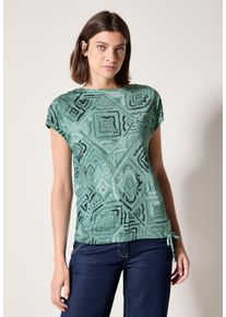 Cecil Damen Print-Shirtmatcha grün, casual, Gr. XL, bedruckt, Web, Stoff, 50% Baumwolle, 50% Modal, Shirts, mit Tunnelzug am Saum