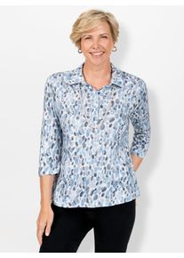 CLASSIC Damen Poloshirt "Poloshirt", blau, Gr. 38, gemustert, mehrfarbig, 50% Baumwolle, 50% Modal, Shirts
