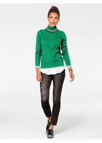 Heine Damen Rollkragenpullover "Rollkragen-Pullover", grün, Gr. 46, unifarben, 100% Baumwolle, Pullover
