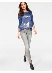 Heine Damen Oversize-Shirt "Oversized Shirt", blau, Gr. 36, gemustert, 100% Polyester, Rückseite:5% Elasthan, 95% Viskose, Shirts