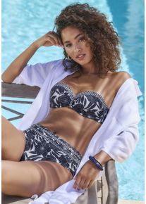 Sunseeker Damen Bügel-Bandeau-Bikini-Top "Blossom", blau, Gr. 36, bedruckt, Recycling-Polyamid, Bikini-Oberteile, im Muster-Mix