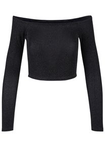 Urban Classics Damen Longsleeve "Urban Classics Damen Ladies Off Shoulder Glitter Longsleeve", schwarz, klassisch, Gr. XXXL, unifarben, 96%