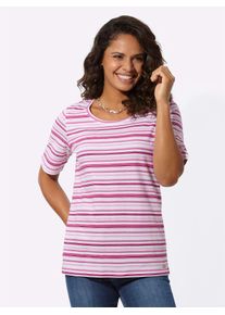 Casual Looks Damen Kurzarmshirt "Shirt", rosa, Gr. 40, gemustert, gestreift, 100% Baumwolle, Shirts