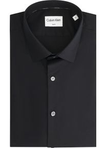 Calvin Klein Herren Businesshemd "SLIM ESNTL POPLIN NOS STR SLD", schwarz, casual, Gr. 42, unifarben, Web, Obermaterial: 97% Baumwolle, 3% Elasthan,