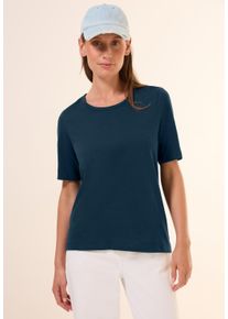 Cecil Damen T-Shirt, blau, casual, Gr. L, unifarben, Web, 100% Baumwolle, Shirts, aus reiner Baumwolle