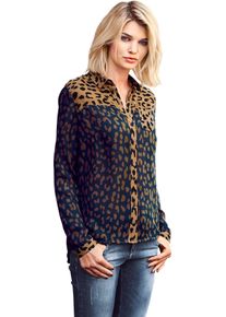 Heine Damen Druckbluse, blau, Gr. 44, gemustert, mehrfarbig, animal-print, 100% Polyester, Blusen