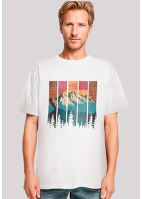 F4NT4STIC Herren T-Shirt "Berg Sonnenuntergang Retro", weiß, casual, Gr. S, Obermaterial: 100% Baumwolle, Shirts, Premium Qualität
