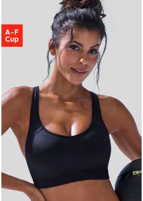 active by Lascana LASCANA ACTIVE Damen Sport-BH, Gr. 70, schwarz, Microtouch, Obermaterial: 76% Polyamid, 24% Elasthan, sportlich, BHs, mit integrierten Schalen im Cup