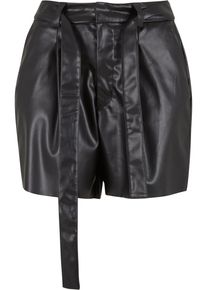 Urban Classics Damen Shorts "Urban Classics Ladies Synthetic Leather Shorts", schwarz, Gr. 31, unifarben, 100% Kunststoff, Hosen