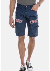 Cipo & Baxx CIPO & BAXX Herren Jeansbermudas "Capri-Shorts", blau, casual, Gr. 31, unifarben, 100% Baumwolle, Jeans, mit angesagtem Label-Patch auf den