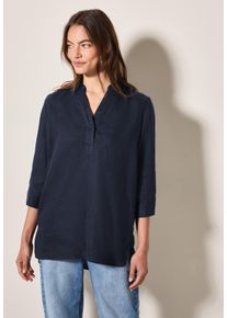 Cecil Damen Longbluse, blau, casual, Gr. XS, unifarben, Web, 100% Leinen, Blusen, mit 3/4 Ärmeln