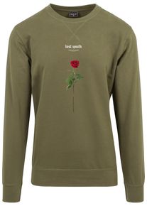 MisterTee Herren Rundhalspullover "MisterTee Herren Lost Youth Rose Crewneck", grün, casual, Gr. XL, unifarben, 60% Baumwolle, 40% Polyester, Pullover
