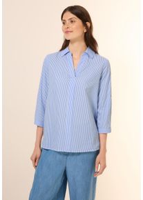 Cecil Damen Klassische Bluse, blau, casual, Gr. XL, gestreift, Web, 65% Baumwolle, 35% Modal, Blusen, mit 3/4 Ärmeln