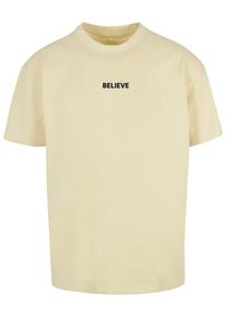 Merchcode Herren T-Shirt "Merchcode Herren Believe Front Heavy Oversized Tee", gelb, casual, Gr. S, bedruckt, 100% Baumwolle, Shirts